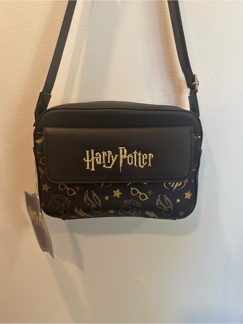 Warner Bros. Harry Potter Black Crossbody Bag with Gold Motifs